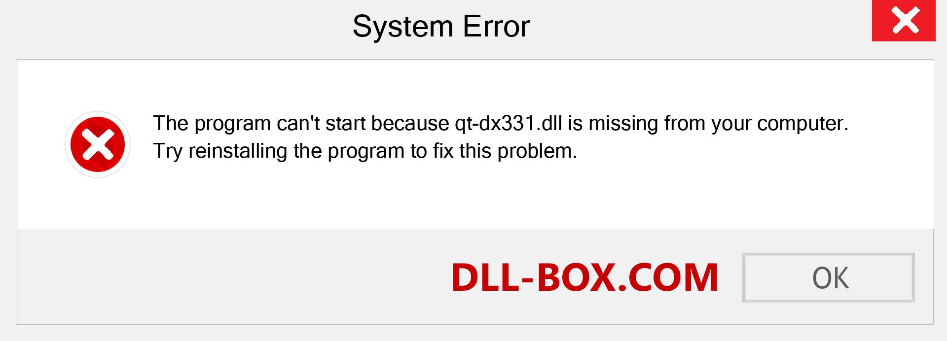  qt-dx331.dll file is missing?. Download for Windows 7, 8, 10 - Fix  qt-dx331 dll Missing Error on Windows, photos, images